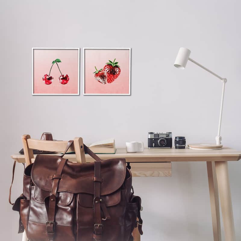 Stupell Happiness & Love Disco Fruits Framed Giclee Art Design By Kim Allen (Set of 2)