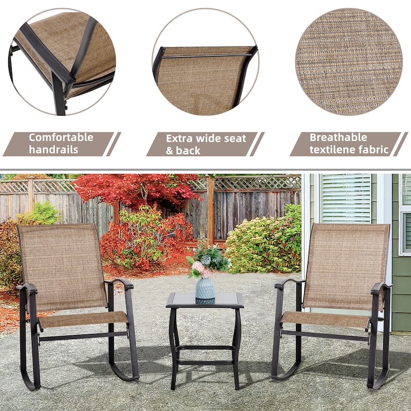 Futzca 3 Piece Outdoor Rocking Bistro Set - N/A