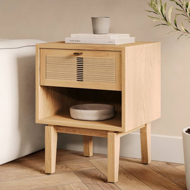 Studio London Oak End Wooden Table Night Stand with Storage Drawer