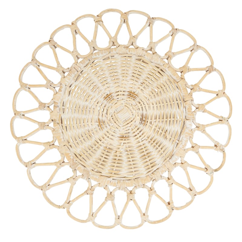 Rattan Placemats With Cutwork Design (Set of 4) - 15"x15"