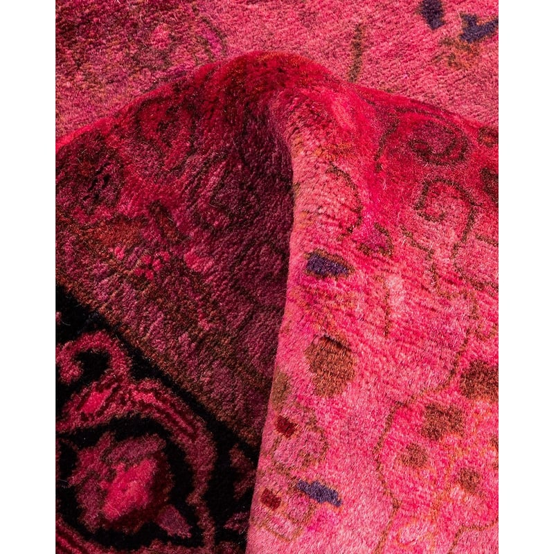 Overton Hand Knotted Wool Vintage Inspired Modern Contemporary Overdyed Pink Runner Rug - 2' 7" x 6' 2"