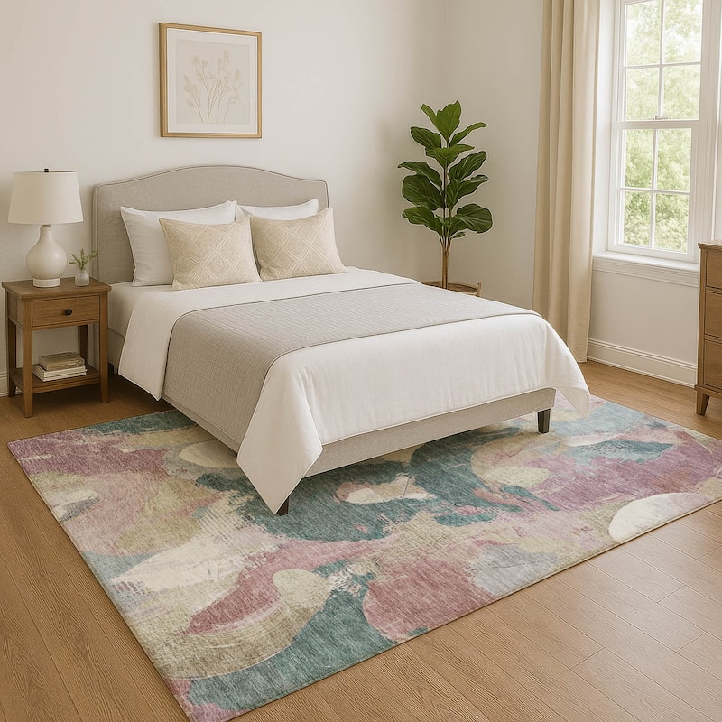 Premium Washable Super Soft Abstract Contemporary Mayfield Rug - Mauve - 3' x 5'