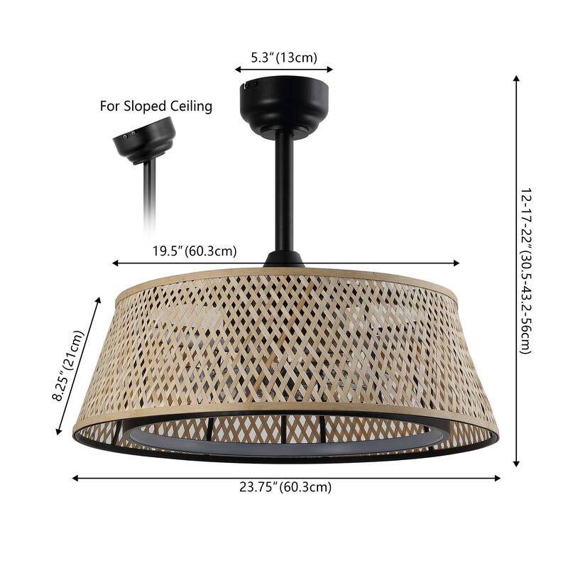 Ceiling Fan, Remote-Controlled Traditional Design, By JONATHAN Y - 12-17-22 H x 23.75 L x 23.75 W