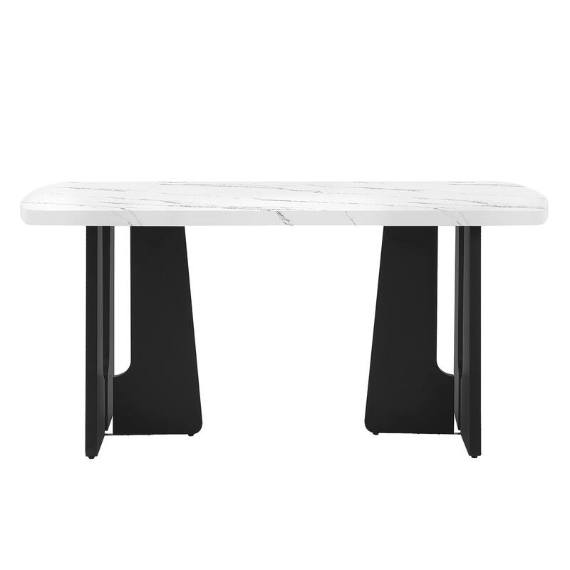 63" Modern Dining Table with Faux Marble Top