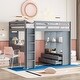 preview thumbnail 2 of 8, Full Size Eye-catching Design Loft Bed with large shelves, writing desk and LED Light, Maximum Storage Space, Gray