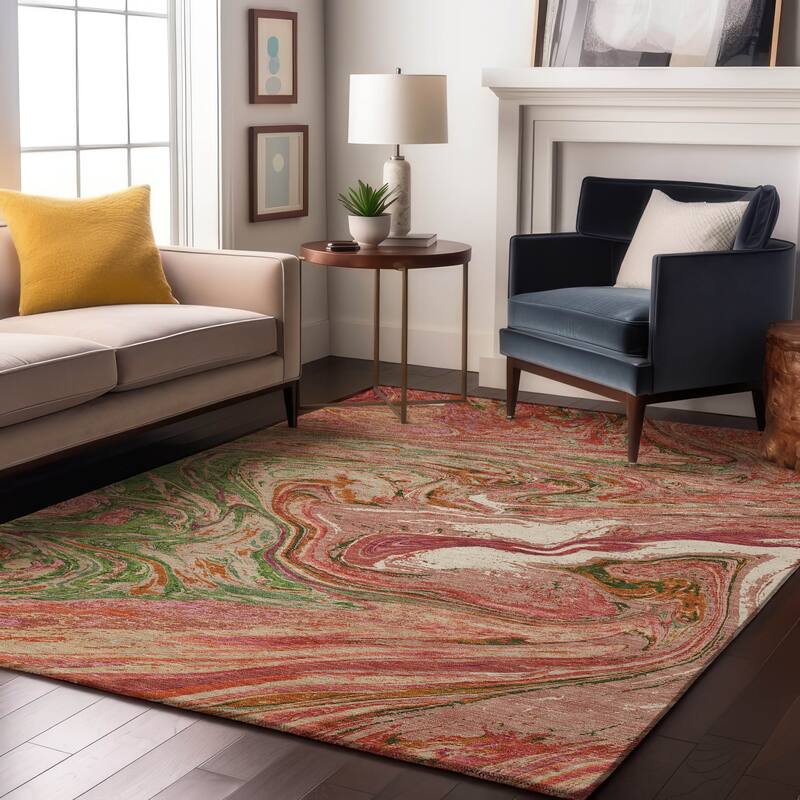 Premium Washable Super Soft Abstract Flow Mayfield Rug - Coral - 10' x 14'