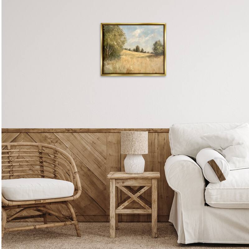 Stupell Classic Country Field Framed Floater Canvas Wall Art Design By Petal Prints Design