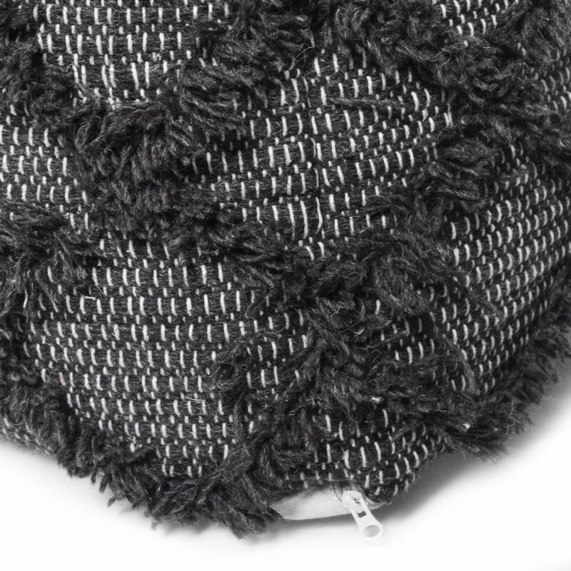 Jumanji Handcrafted Wool and Cotton Pouf, Brown Color
