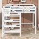 preview thumbnail 3 of 14, Full Size Loft Bed with Built-in Storage Staircase and Hanger for Clothes, White - Solid Pine Wood Frame, Maximized Space