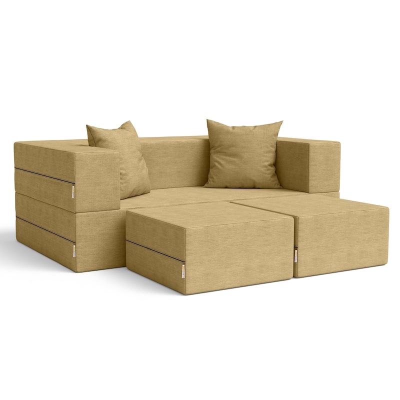 Jaxx Zipline Convertible Queen-size Sleeper Loveseat and Ottoman Set