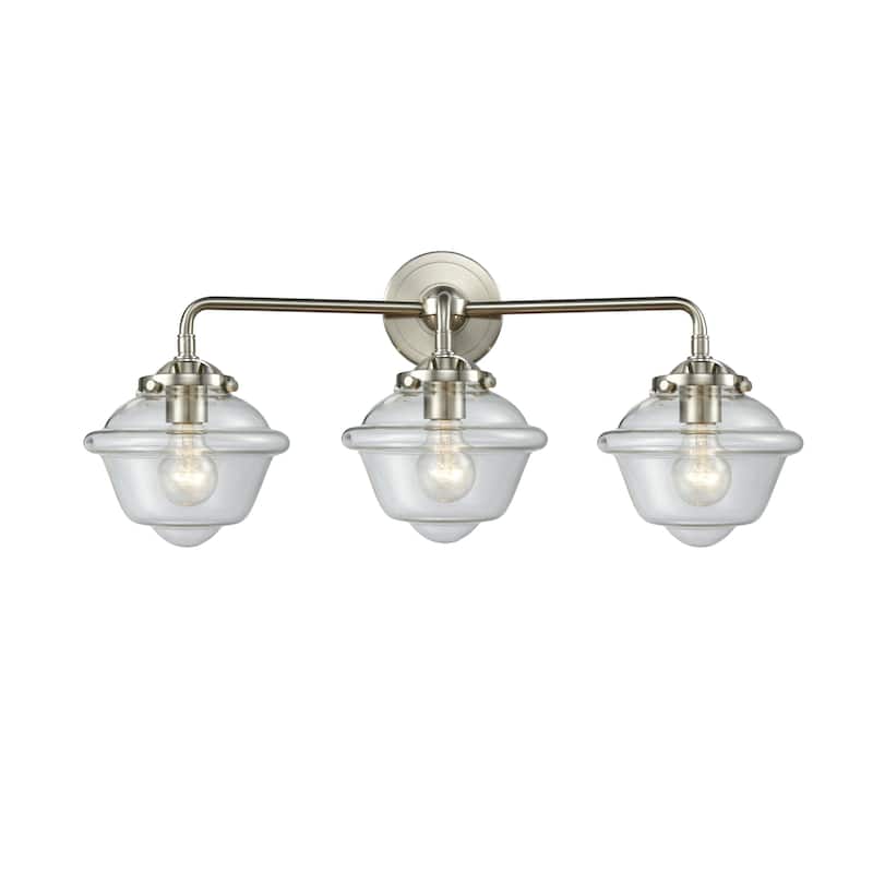 Innovations Lighting Small Oxford 3 Light 26" Wide Bathroom Vanity - Brushed Satin Nickel / Clear