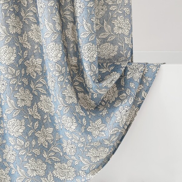 Lush Decor Zuri Flora Verdunkelungsvorhang – 160x132 Cm, Blau/Koralle, Lichtblockierend