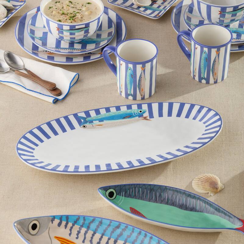 Certified International Something Fishy Fish Platter, 18" x 8.25" - 18.00"L x 8.25"W x 1.13"H
