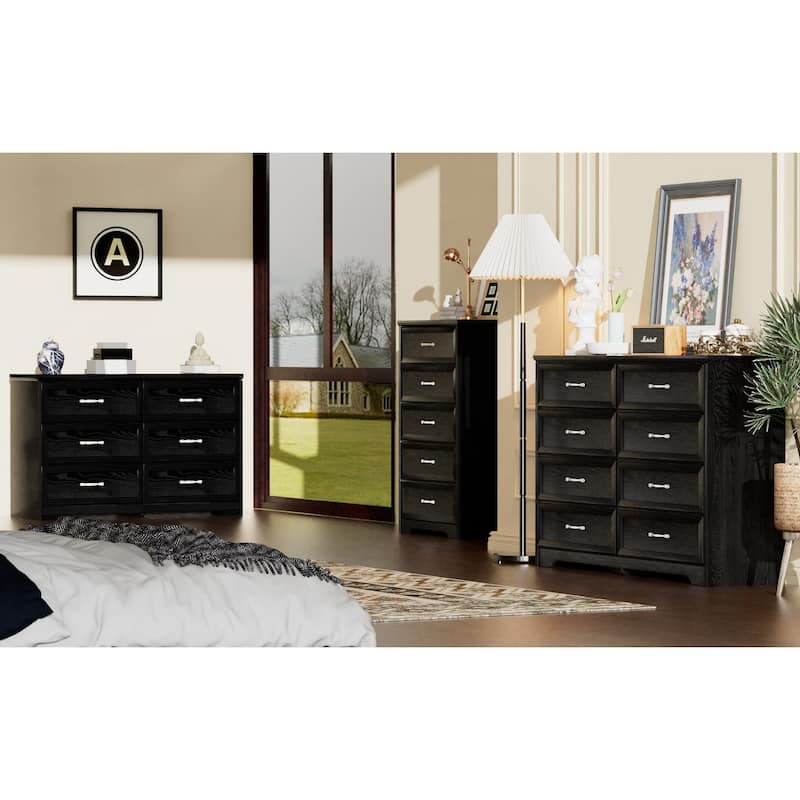 Modern Drawer Dresser Clothes Organizer with 8 Drawers Metal Handles Anti-tipping Device, for Living Room Bedroom Hallway, White