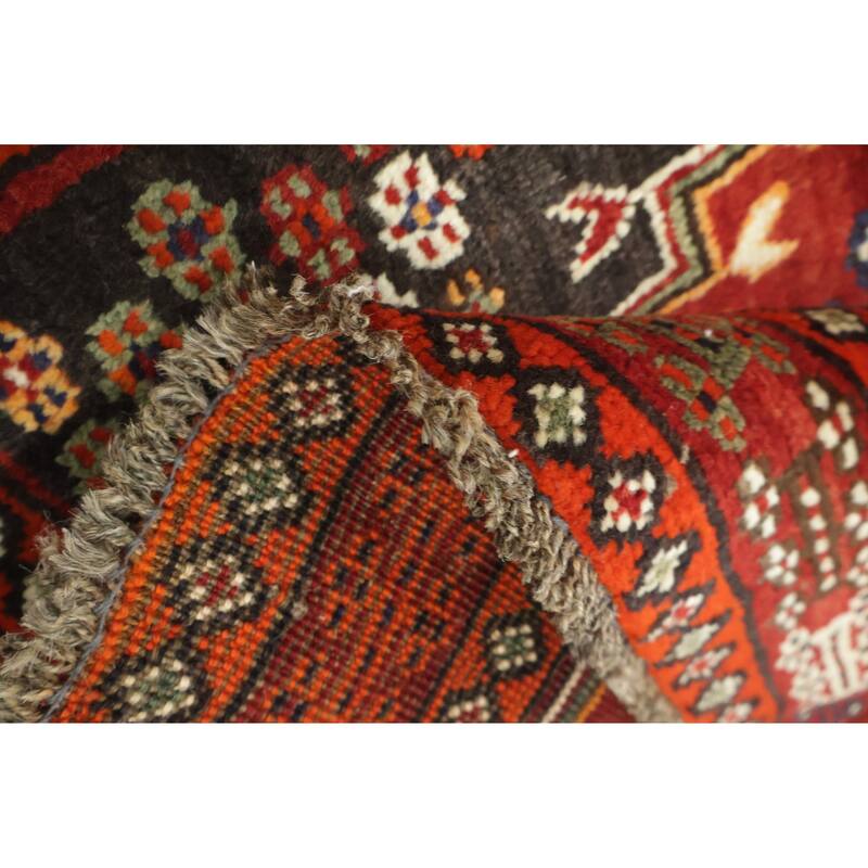 Hand Knotted Oriental 100% Wool Carpet Traditional Tribal Red Shiraz Area Rug - 6' 8'' X 3' 8''