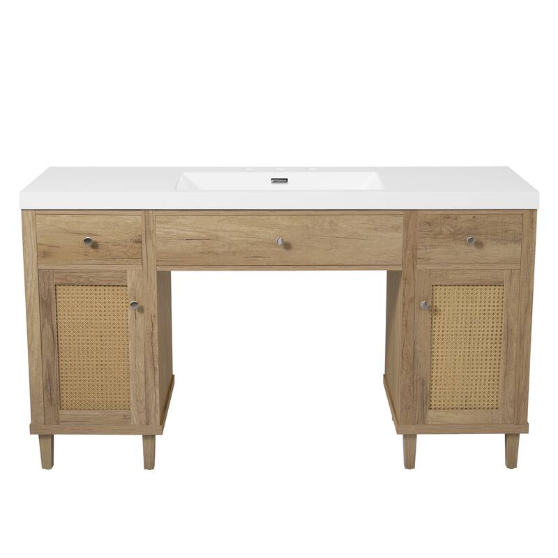 Christopher Knight Home - Aurelia Modern Solid Wood Legs Bathroom Vanity with Spacious Storage and Tip-Out Tray