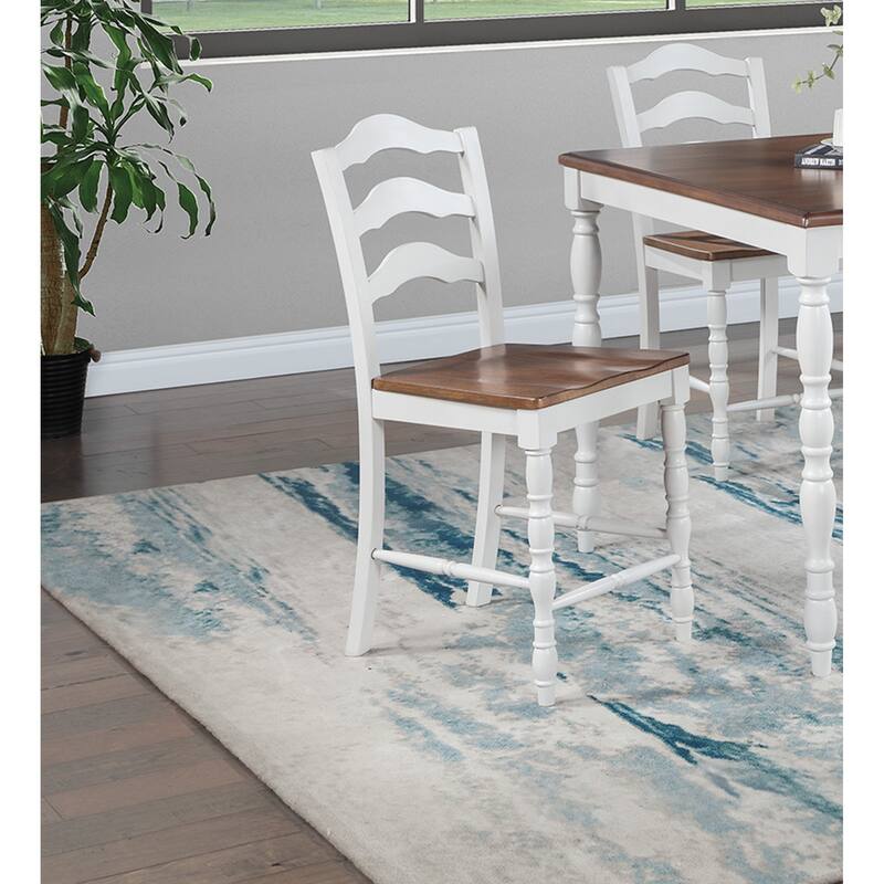 Wood Kitchen Furniture Set, 5 Pcs Counter Height Dining Table Set with Square Table and 4 Chairs with Ladder Back