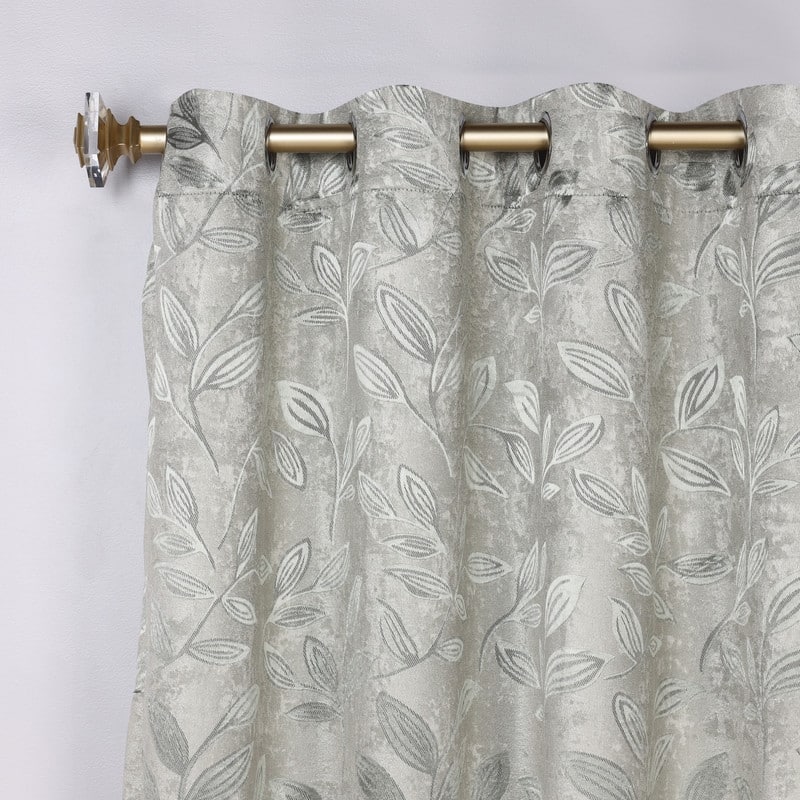Superior Modern Bohemian Leaves Room Darkening Curtains with Grommets