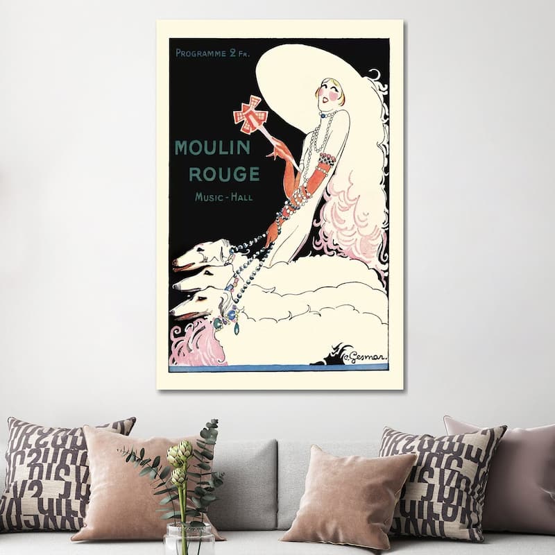 iCanvas "Moulin Rouge Music Hall Programme - Paris Qui Tourne, 1920s" by Charles Gesmar Canvas Print