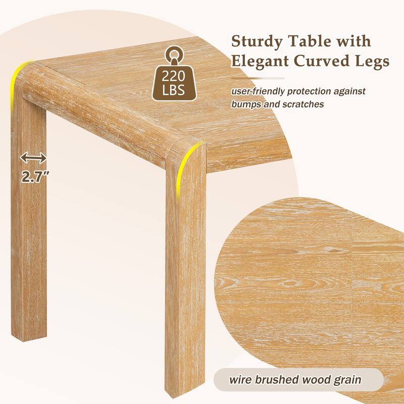 Roomfitters Extendable Dining Table Set for 4-6, Farmhouse Table with Upholstered Chairs & Bench, Rustic Curved Design