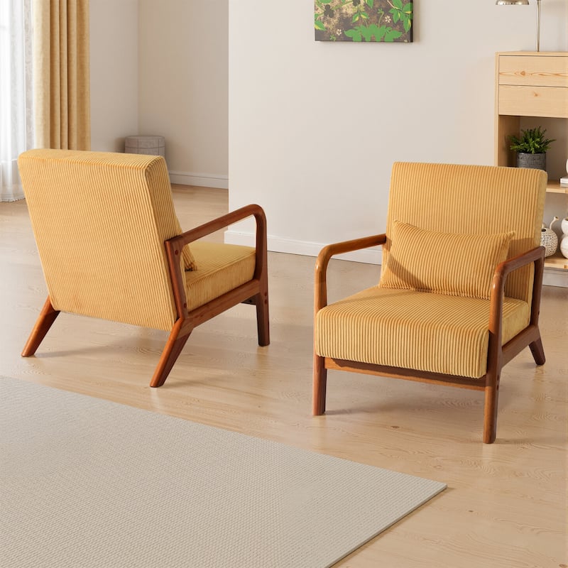 Set of 2 Mid-Century Upholstered Accent Chair with Cushion