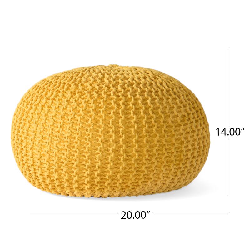 Bordeaux Knitted Cotton Round Pouf,Comfortable choice, multiple functions, classic design, and cozy cornersCoral - Light Yellow