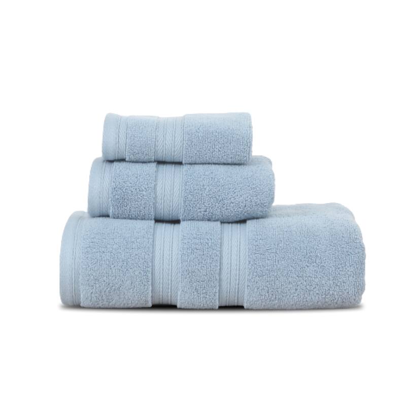 Home Weavers Elegance Essentials 550GSM Cotton Zero Twist Super Absorbent Bath Towel Set of 3 - Blue - 27"x54", 16"x24", 13"x13"
