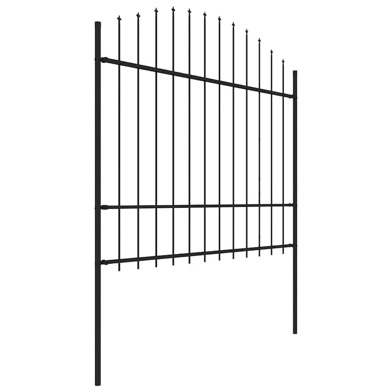 vidaXL Garden Fence with Spear Top Steel 71.3"x29.5"/68.9"/78.7" Black