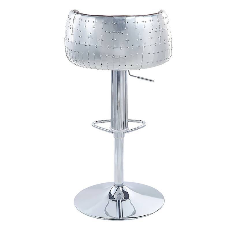 Bailee Vintage Brown and Aluminum Swivel Adjustable Stool