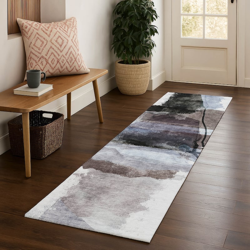 Premium Washable Super Soft Contemporary Chic Mayfield Rug - Brown - 2'3" x 7'6"