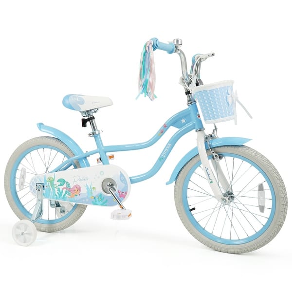 slide 2 of 10, Gymax 18'' Kids Bike Toddler Bicycle w/Training Wheels Hand & Coaster - 18'' Blue 18'' Blue