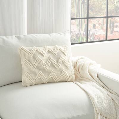 Mina Victory Life Styles Large Chevron Ivory Throw Pillow (14-Inch X 20-Inch)