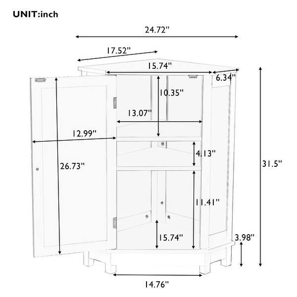 Triangle Bathroom Storage w/ Adjustable Shelf, Brown Bed Bath