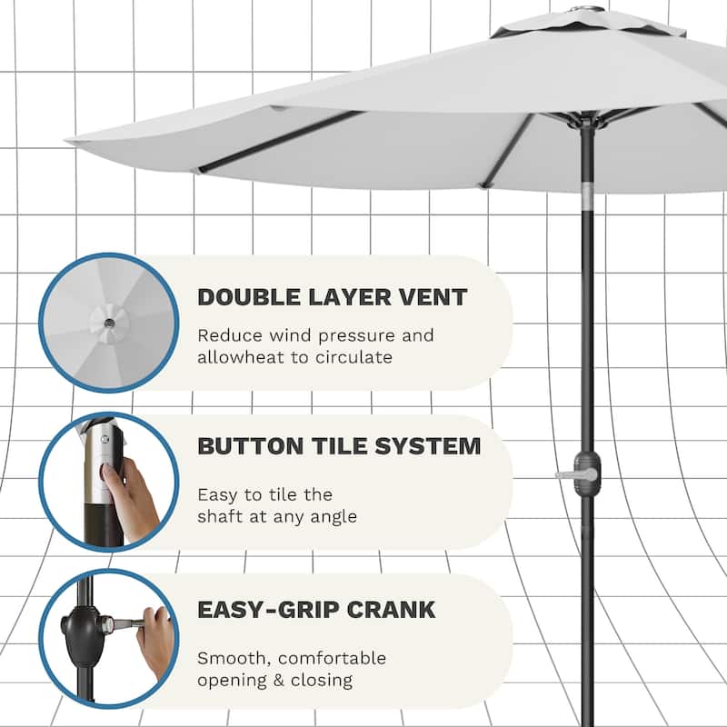 Patiowell 9 FT Outdoor Patio Umbrella, Outdoor Table Umbrella, Yard Umbrella, Market Umbrella with Push Button Tilt and Crank