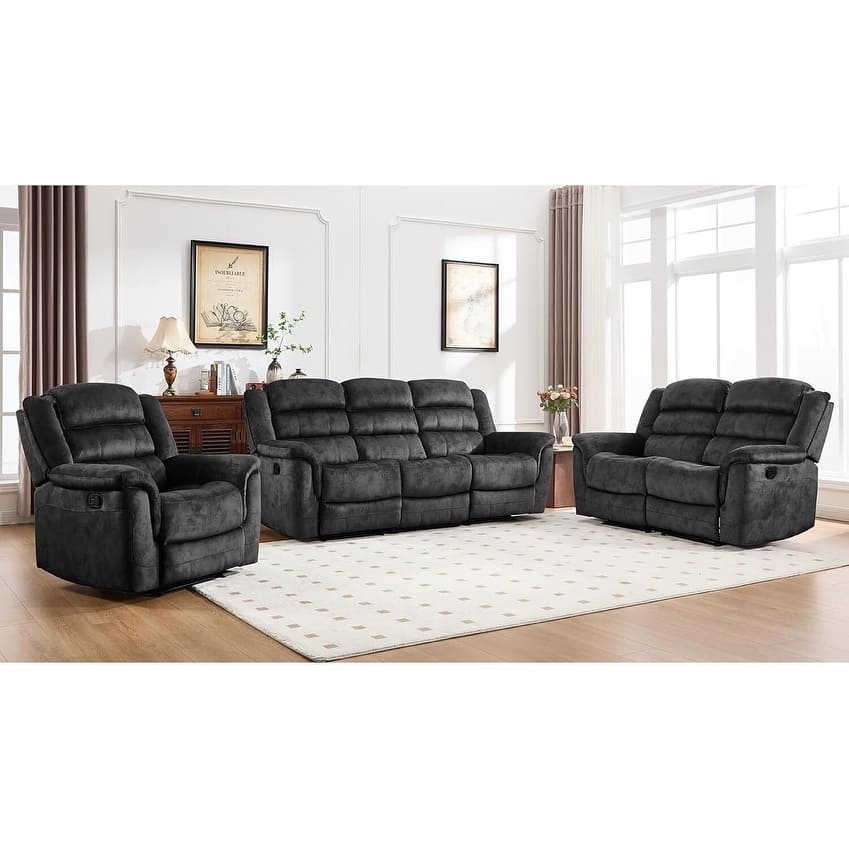 Reclining Sofa for Living Room, Extra Wide Modern Overstuffed 3 Seat Recliner Manual Sofa Chair