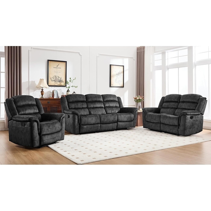 Reclining Sofa for Living Room, Extra Wide Modern Overstuffed 3 Seat Recliner Manual Sofa Chair