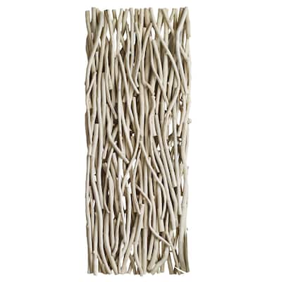 Teak Branch Rectangular Wall Decoration - 49" - Beige