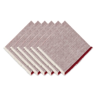 DII Burnt Orange Tonal Fringe Napkin Set/6