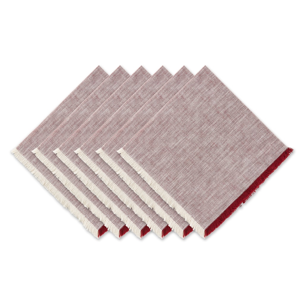 DII Burnt Orange Tonal Fringe Napkin Set/6