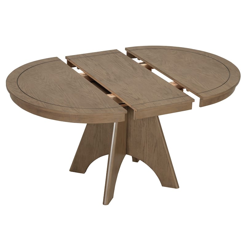 5-Piece Dining Set, 42" Extendable Vintage Dining Table with 4 Upholstered Chairs