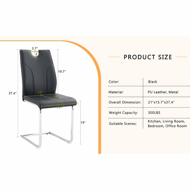 2PCS PU Metal Frame Dining Chairs