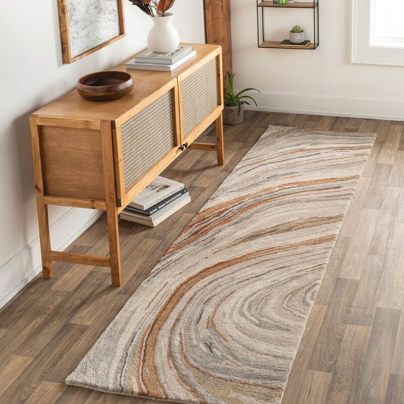 Artistic Weavers Communite Modern Wool/Viscose Hand-Tufted Area Rug - Dark Brown - 3' x 10'