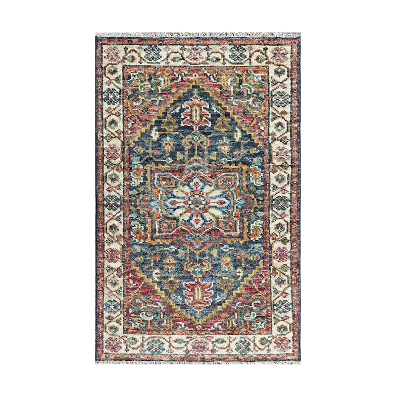 Traditional Oushak Wool Oriental Area Rug Multi Size Navy Hand Knotted