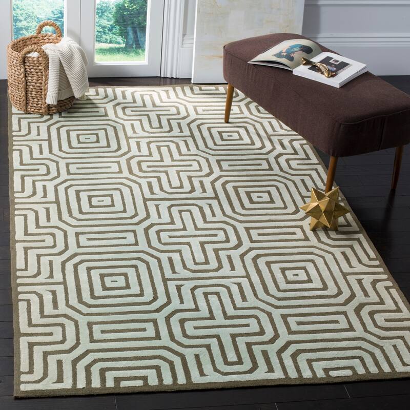 SAFAVIEH Handmade Newport Aubrie Modern Cotton Rug - 5' x 8' - Brown/Light Blue