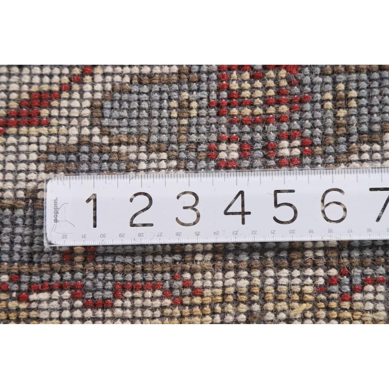 Transitional Grey Oushak Indian Area Rug Hand-knotted Wool Carpet - 2'0"x 3'0"