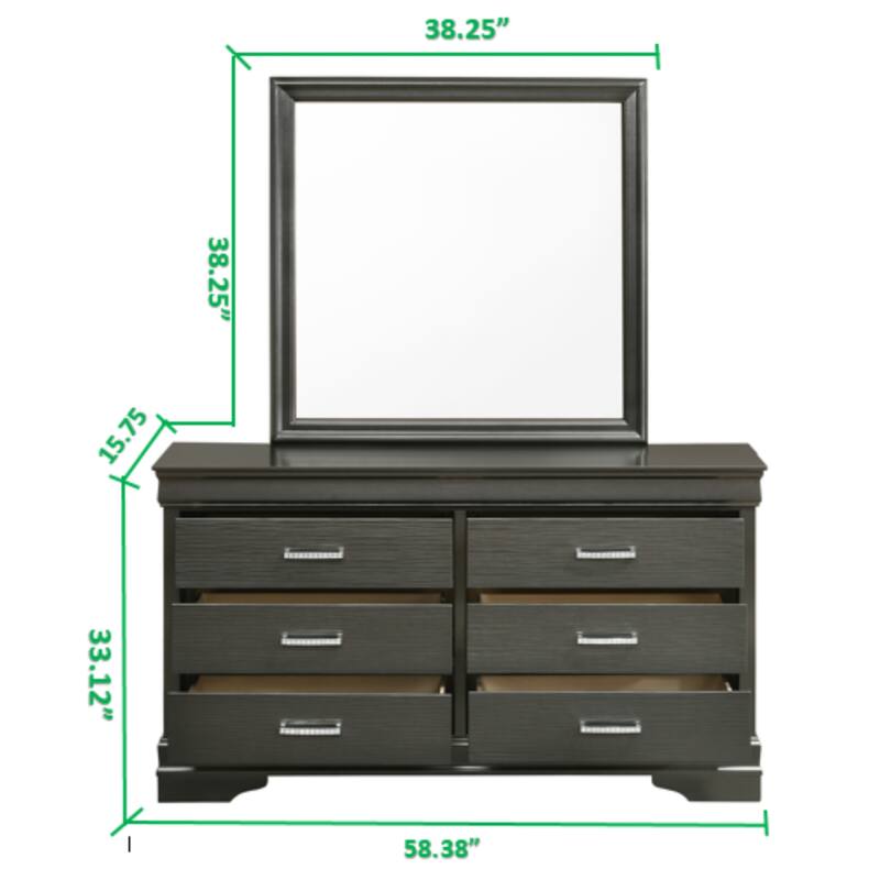 Modern Brooklyn 6 Drawer Dresser made with Wood