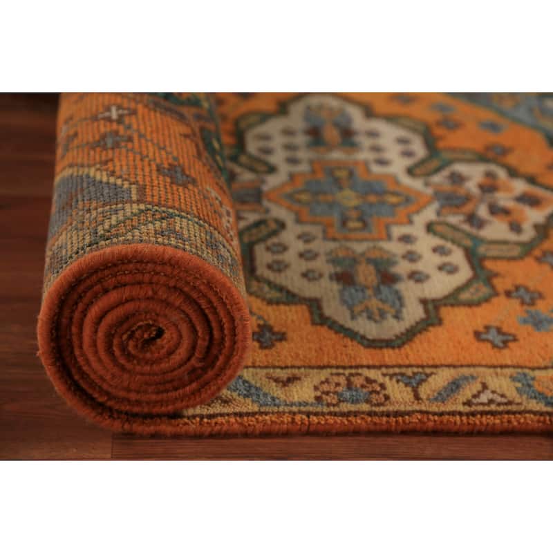 Orange Kazak Indian Runner Rug Hand-Knotted Wool Carpet - 2'6"x 9'11"