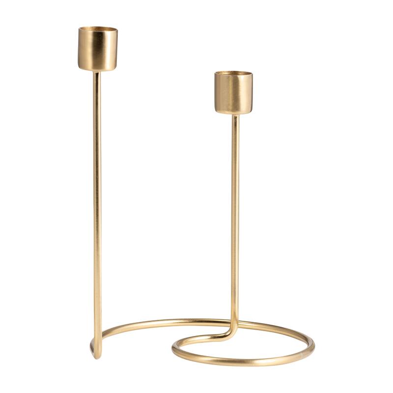 Modern Metal Taper Holder Open-Frame Design and Dual Candle Support