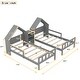 preview thumbnail 5 of 26, Double Twin Size Platform Bed with House-Shaped Headboard and Built-in Nightstand, Grey - Functional Design for Kids' Rooms