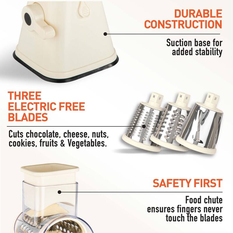NutriSlicer Vegetable Slicer Cheese Grater Potato Slicer Salad Chopper with Suction Base